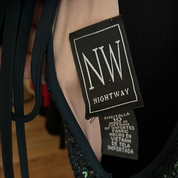 Night Way Collections Green Embellished Halter Gown - Picture 4 of 4